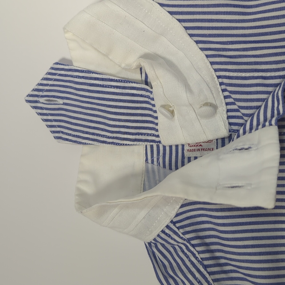 Fil a fil Paris Vintage French Striped Long Sleeve Button Front Shirt - Picture 4 of 9